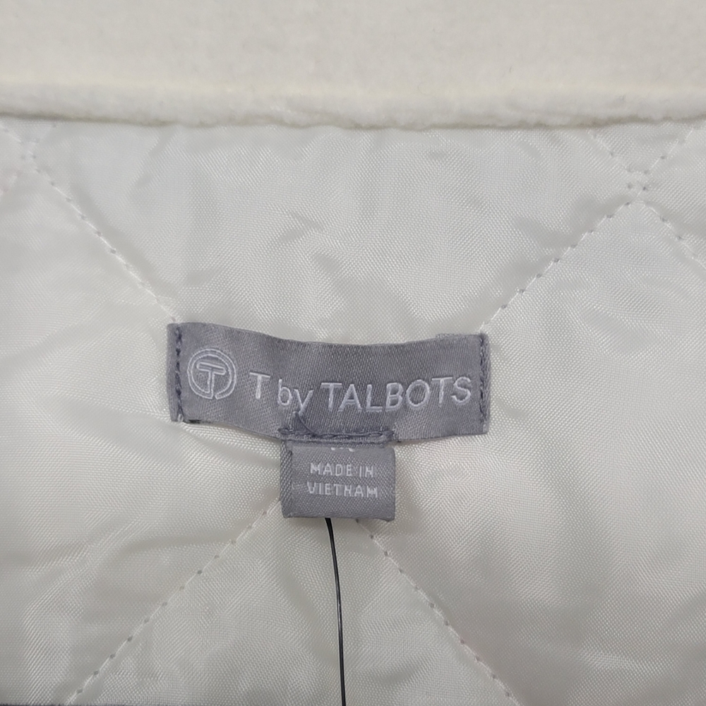 Talbots Quilted Mixed Media Jacket Blue Red Watercolor Garden - Picture 10 of 13